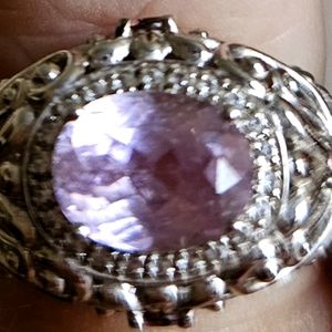 Women's sz 10 Sterling silver ring with genuine gemstone